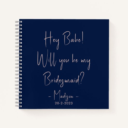 ミニマモダンリストBridesmaid Proposal Script Navy ノートブック (正面)