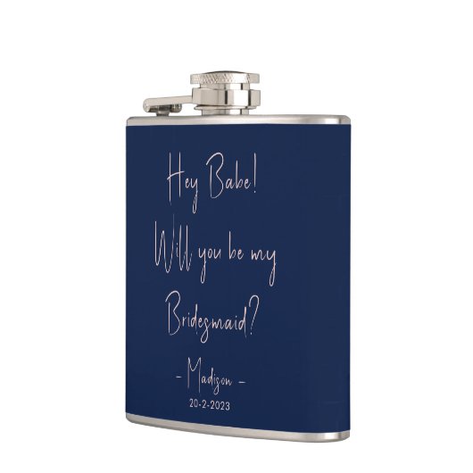 ミニマモダンリストBridesmaid Proposal Script Navy フラスク (左)