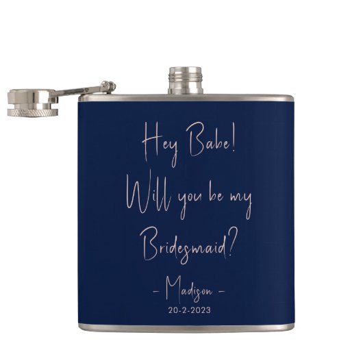 ミニマモダンリストBridesmaid Proposal Script Navy フラスク (オープン)