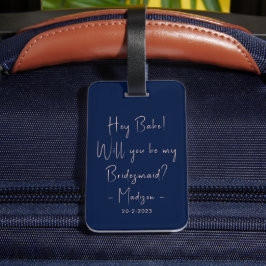 ミニマモダンリストBridesmaid Proposal Script Navy ラゲッジタグ