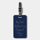 ミニマモダンリストBridesmaid Proposal Script Navy ラゲッジタグ (正面縦)