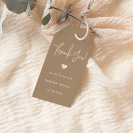 ミニマモダンリストBrown Gender Reveal Thank You ギフトタグ