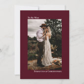 ミニマモダンリストBurgundy Vertical Photo結婚's 招待状 (正面)