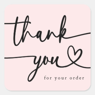 ミニマモダンリストBusiness Thank You Script ピンク スクエアシール