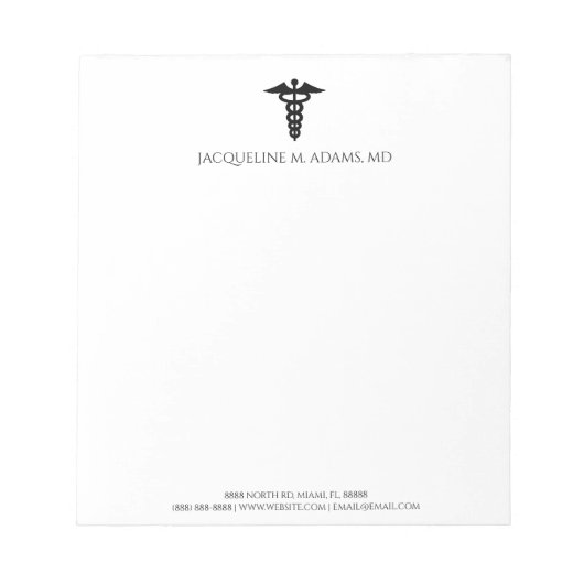 ミニマモダンリストCaduceus医師ナース ノートパッド (正面)