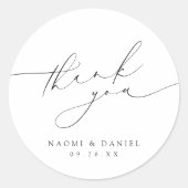 ミニマモダンリストChic Script結婚's Thank You ラウンドシール (正面)