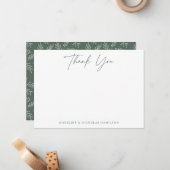 ミニマモダンリストDark Sage Botanical Thank You ノートカード (正面/裏面インサイチュ)