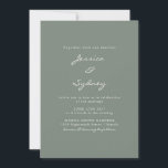 ミニマモダンリストDark Sage Greenスクリプ結婚ト 招待状<br><div class="desc">ミニマルモダンリストダークセージ緑のスクリプト結婚式招待状</div>
