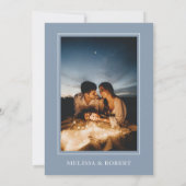 ミニマモダンリストDusty Blue Photo結婚's 招待状 (裏面)