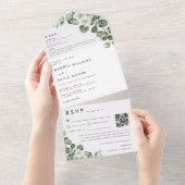 ミニマモダンリストEucalyptus RSVP QRコード結婚s オールインワン招待状 (貼ってはがせる)