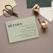 ミニマモダンリストGreen Sage結婚の詳細 エンクロージャーカード