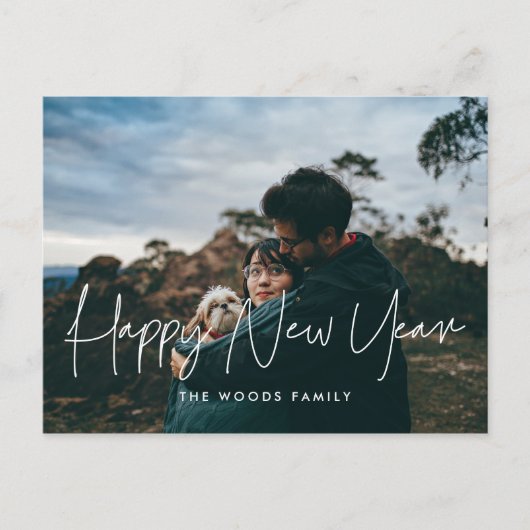 ミニマモダンリストHappy New Year Holiday写真 ポストカード (正面)