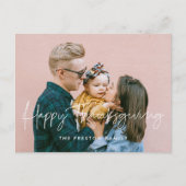 ミニマモダンリストHappy Thanksgiving家族の写真 ポストカード (正面)