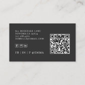 ミニマモダンリストHello QRコードブラック 名刺 (裏面)