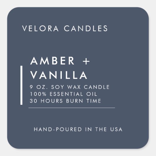 ミニマモダンリストIndigo Blue Candleラベルシール スクエアシール (正面)