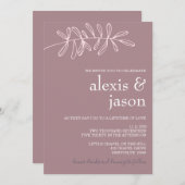 ミニマモダンリストMauveフローラ結婚ズ 招待状 (正面/裏面)