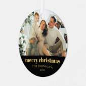 ミニマモダンリストMerry Christmas Family Photo Me メタルオーナメント (正面左)