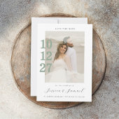 ミニマモダンリストMint Green Script結婚の写真 セーブザデート