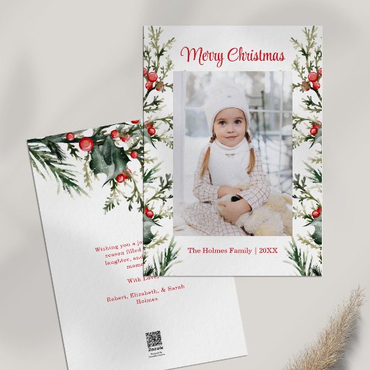 ミニマモダンリストMistleteフォトホリデーカード シーズンカード