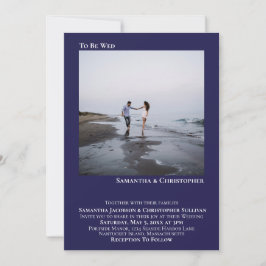 ミニマモダンリストNavy Blueシンプルフォト結婚ズ 招待状