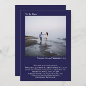 ミニマモダンリストNavy Blueシンプルフォト結婚ズ 招待状 (正面/裏面)