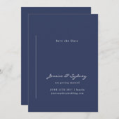 ミニマモダンリストNavy Blueスクリプ結婚ト セーブザデート (正面/裏面)