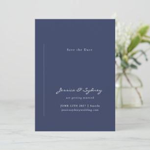 ミニマモダンリストNavy Blueスクリプ結婚ト セーブザデート