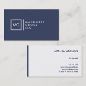 ミニマモダンリストNavy-Blue & White Reversible 名刺 (正面/裏面)