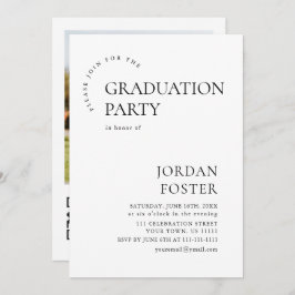 ミニマモダンリストPHOTO卒業パーティーQRコード 招待状