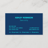 ミニマモダンリストQRコードシアン青プロフェッショナル 名刺 (裏面)