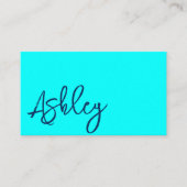 ミニマモダンリストQRコードシアン青レタリング 名刺 (正面)