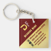 ミニマモダンリストQRコードビジネスのロゴゴールデン キーホルダー (正面)