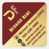 ミニマモダンリストQRコードビジネスのロゴゴールデン スクエアシール (正面)