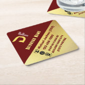 ミニマモダンリストQRコードビジネスのロゴゴールデン スクエアペーパーコースター (アングル)