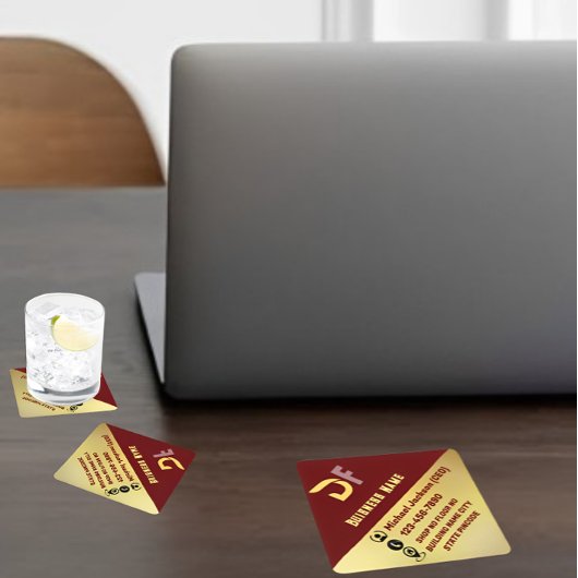 ミニマモダンリストQRコードビジネスのロゴゴールデン スクエアペーパーコースター