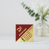 ミニマモダンリストQRコードビジネスのロゴゴールデン スクエア名刺 (スタンド正面)