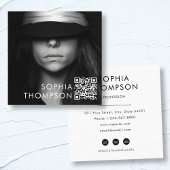 ミニマモダンリストQRコードプロフェッショナル写真 スクエア名刺