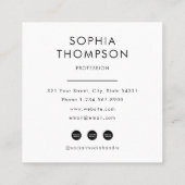 ミニマモダンリストQRコードプロフェッショナル写真 スクエア名刺 (裏面)