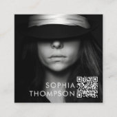 ミニマモダンリストQRコードプロフェッショナル写真 スクエア名刺 (正面)