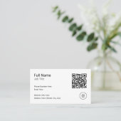 ミニマモダンリストQrコードプロフェッショナル白黒 名刺 (スタンド正面)