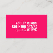 ミニマモダンリストQRコードホットピンクプロフェッショナル 名刺 (正面)