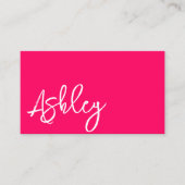 ミニマモダンリストQRコードホットピンクレタリング 名刺 (正面)