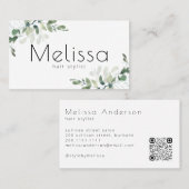 ミニマモダンリストQRコードユーカリ 名刺 (正面/裏面)