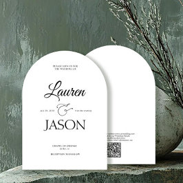 ミニマモダンリストQRコード名書道黒 招待状