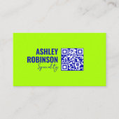 ミニマモダンリストQRコード電気ライム 名刺 (正面)