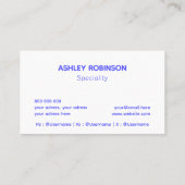 ミニマモダンリストQRコード鮮やかな青プロフェッショナル 名刺 (裏面)