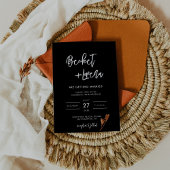 ミニマモダンリストQRコード&詳細ブラック結婚ズ 招待状