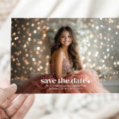 ミニマモダンリストQuinceaenera写真保存日 招待状