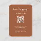 ミニマモダンリストRsvp Qrコードテラコッタ結婚ズ エンクロージャーカード (正面)