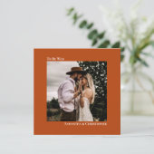 ミニマモダンリストRust Orange Square Photo 結婚's 招待状 (スタンド正面)